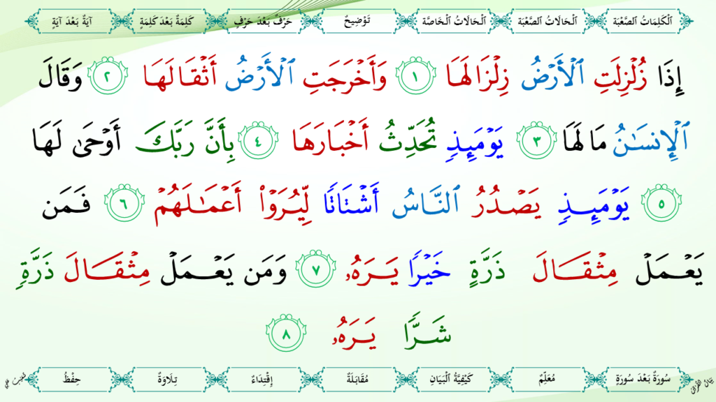 33 – سورة  الزّلزلة - 8