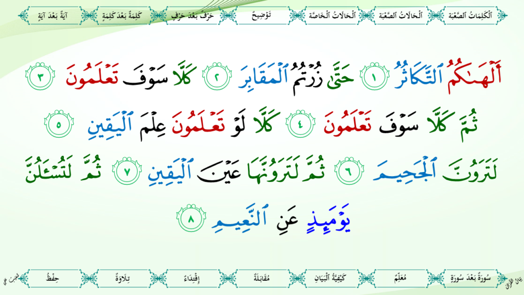 36 – سورة التّكاثر - 8