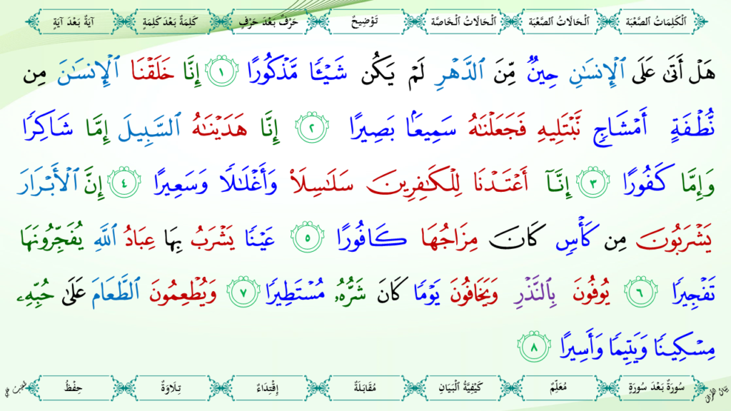10 – سورة الإنسان - 8