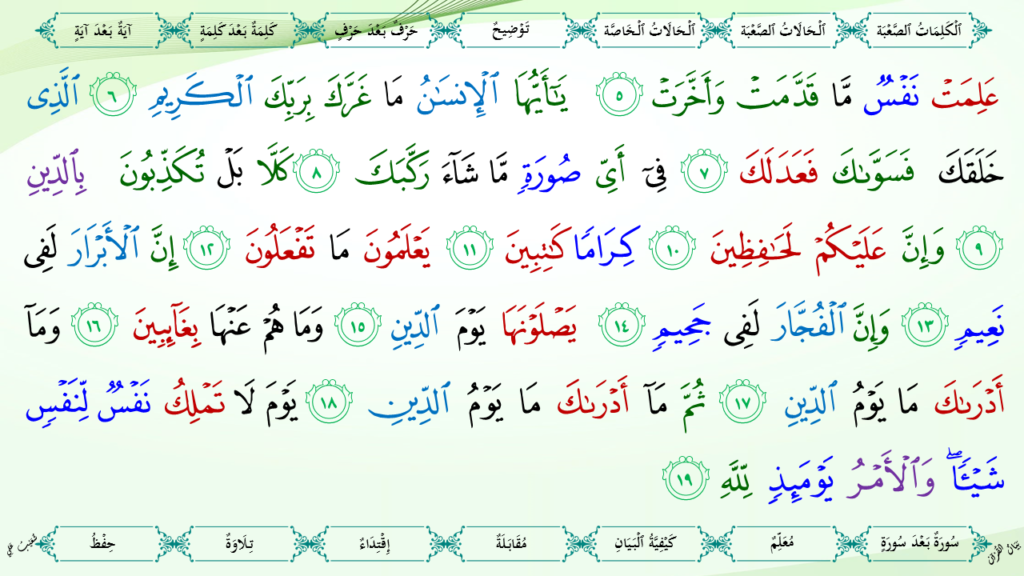 16 – سورة الانفطار - 9