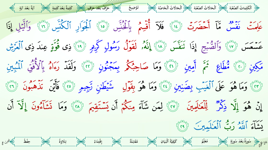 15 – سورة التّكوير - 9