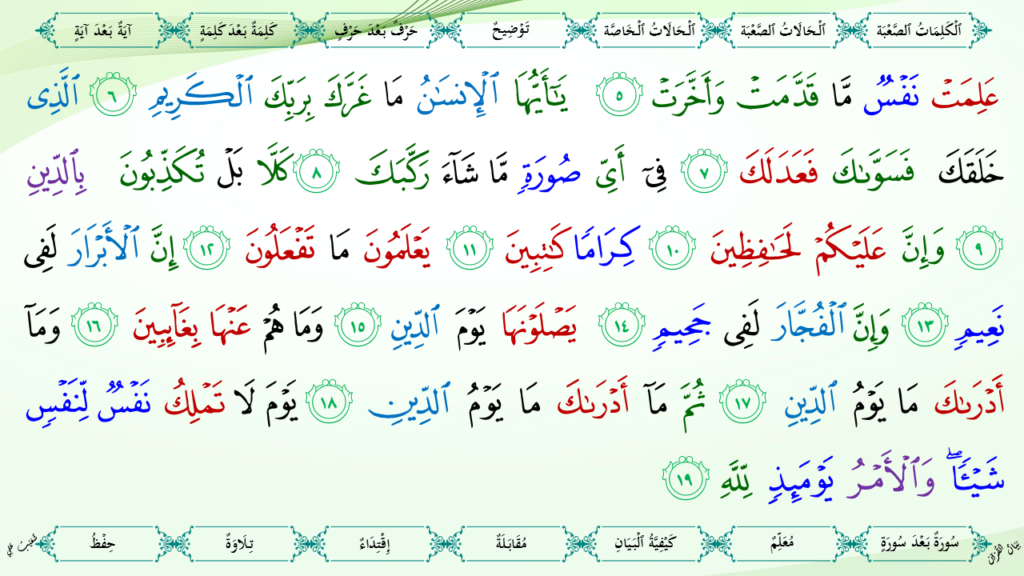 16 – سورة الانفطار - 9