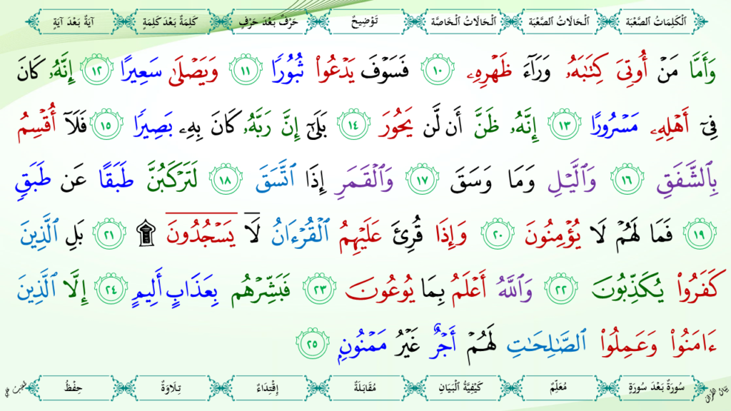 18 – سورة الانشقاق - 9